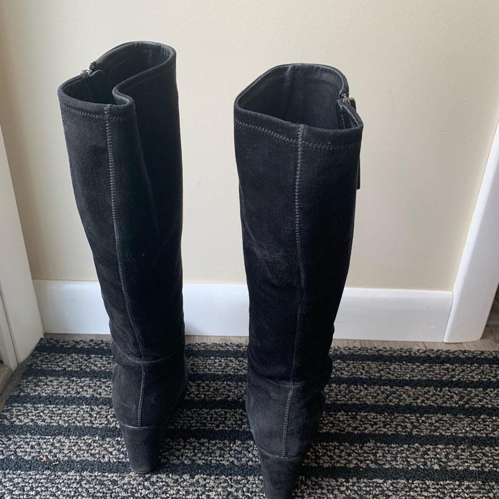 Prada Black Suede Tall Zip Boots - Picture 2 of 10
